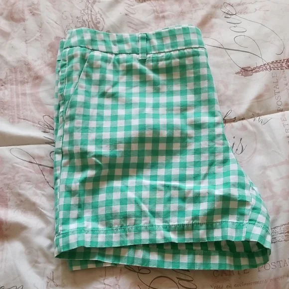 Merona Retro Style Green Gingham Shorts Size 16 - Picture 5 of 7